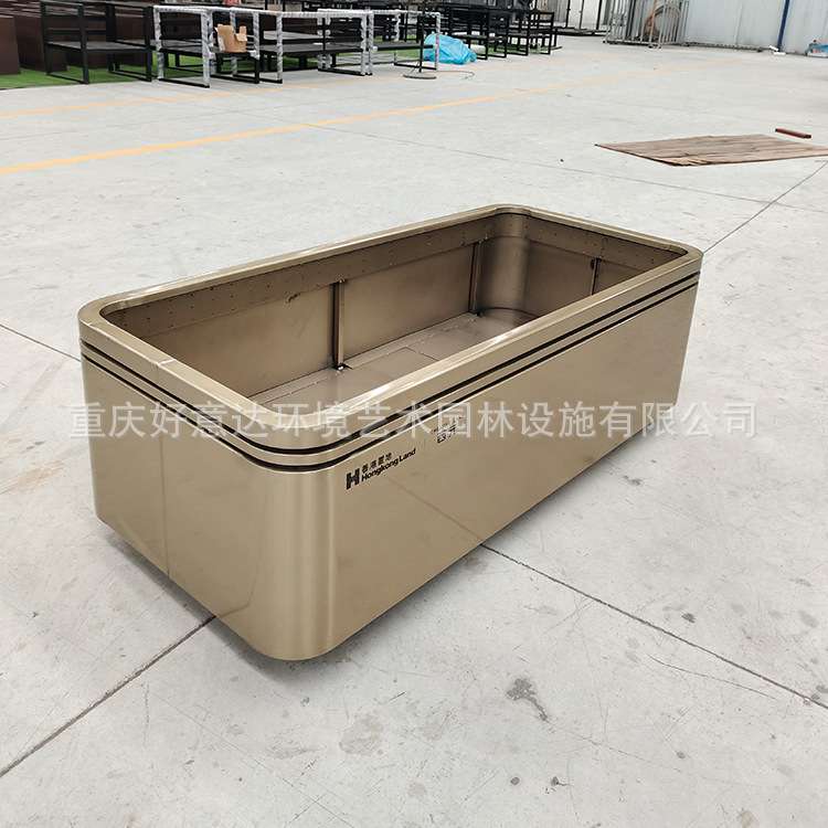 户外园林景观花箱 商业街外摆隔断大花钵 游乐场镀锌钢移动轮花盆