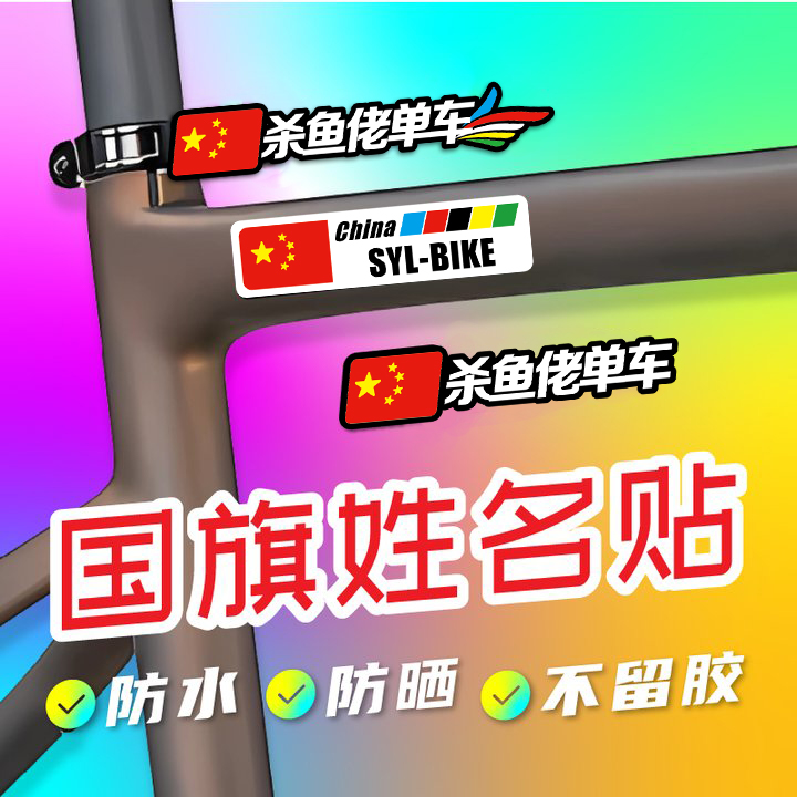 平衡车公路山地车定制国旗姓名贴