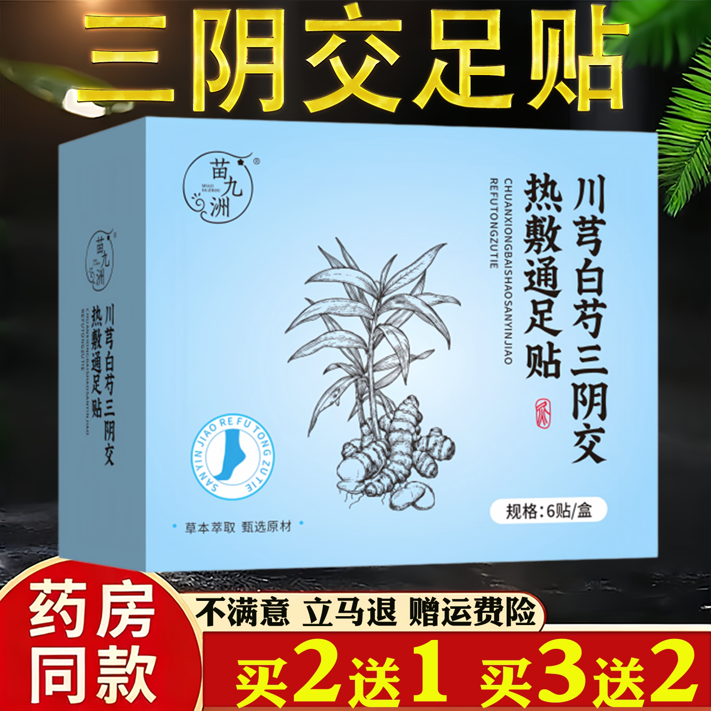 川芎白芍三阴交热敷通足贴官方旗舰店正品草本足部穴位艾灸贴6贴