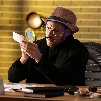 复古侦探服装配件金框眼镜帽须蝴蝶结费胡多拉派对LP348主题动活L