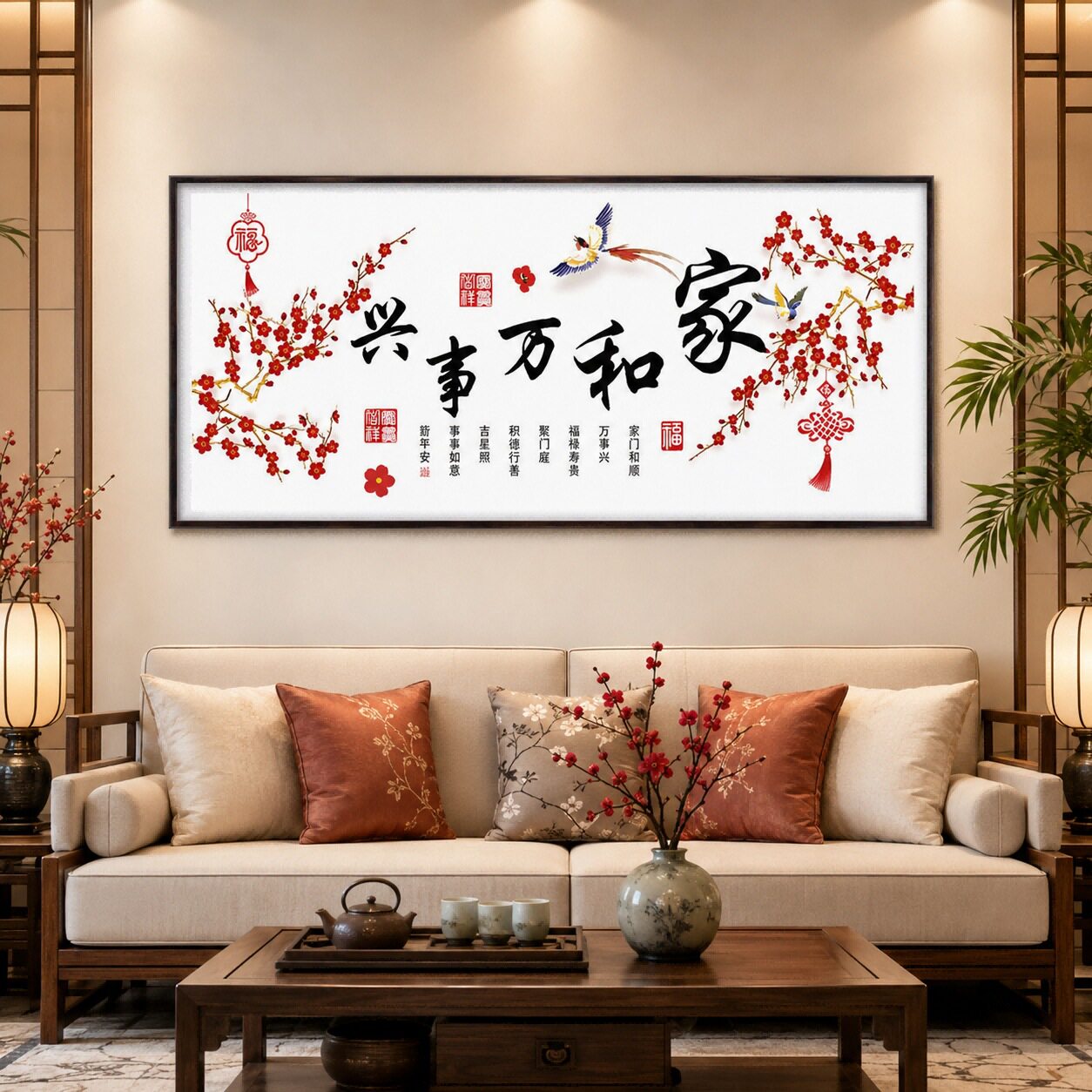 真情十字绣家和万事兴梅香喜鹊简约字画大幅国风手工线绣
