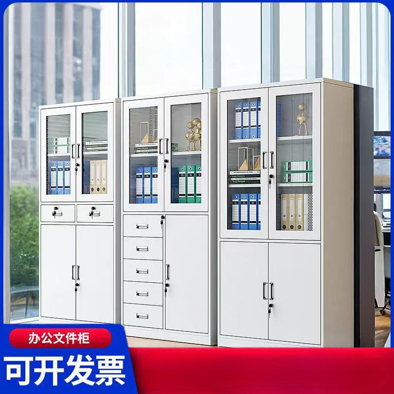 钢料制公室铁皮文件柜财务凭证柜带锁皮资EJX柜多层铁柜三办开门