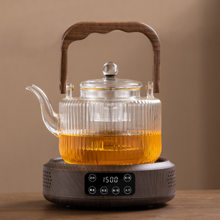 新品 煮茶器耐高溫玻璃蒸煮一體燒水泡茶壺大功率全自 黑晶爐新e款