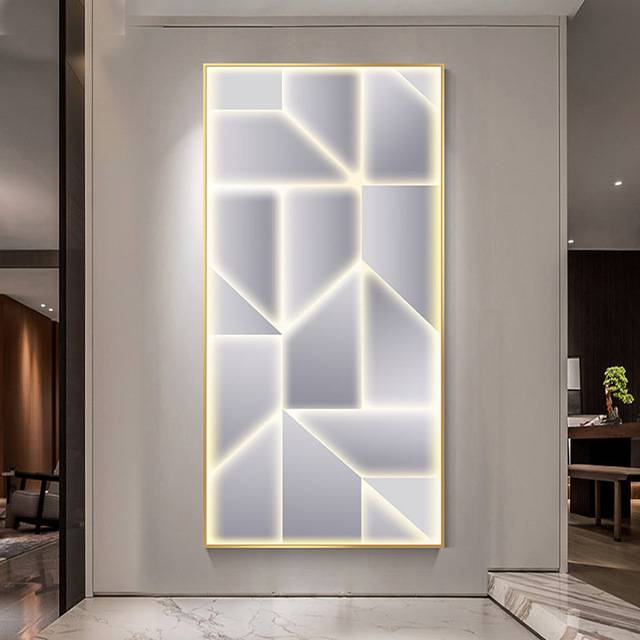 几何抽象LED灯壁画 入户正对门走廊过道墙玄关装饰画客厅轻奢挂画图片