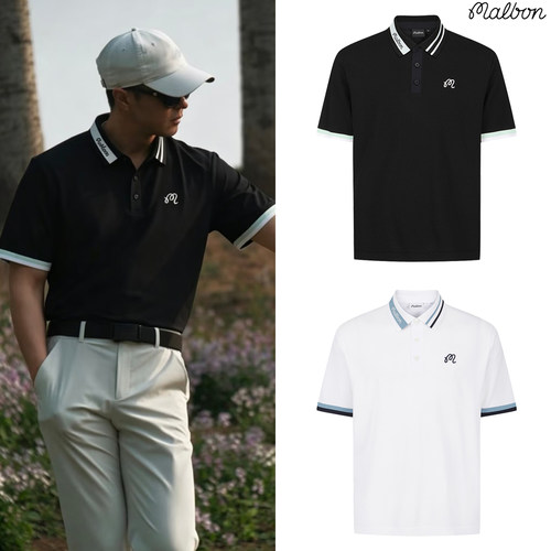 韩国MALBON高尔夫球服男短袖POLO