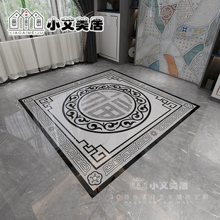 客厅拼花地砖入户玄关地拼瓷砖仿水刀过道走廊拼图防滑抛晶砖定制