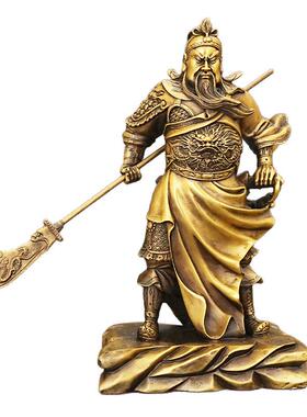 黄铜财神关公摆件客厅闭眼关帝招财关羽武圣关二爷开业送礼品