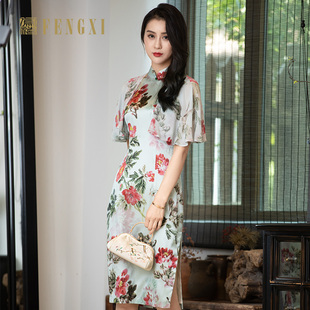 短款 凤禧2025新款 改良知性年轻款 旗袍桑蚕丝女士薄款 开衩裙子 夏季