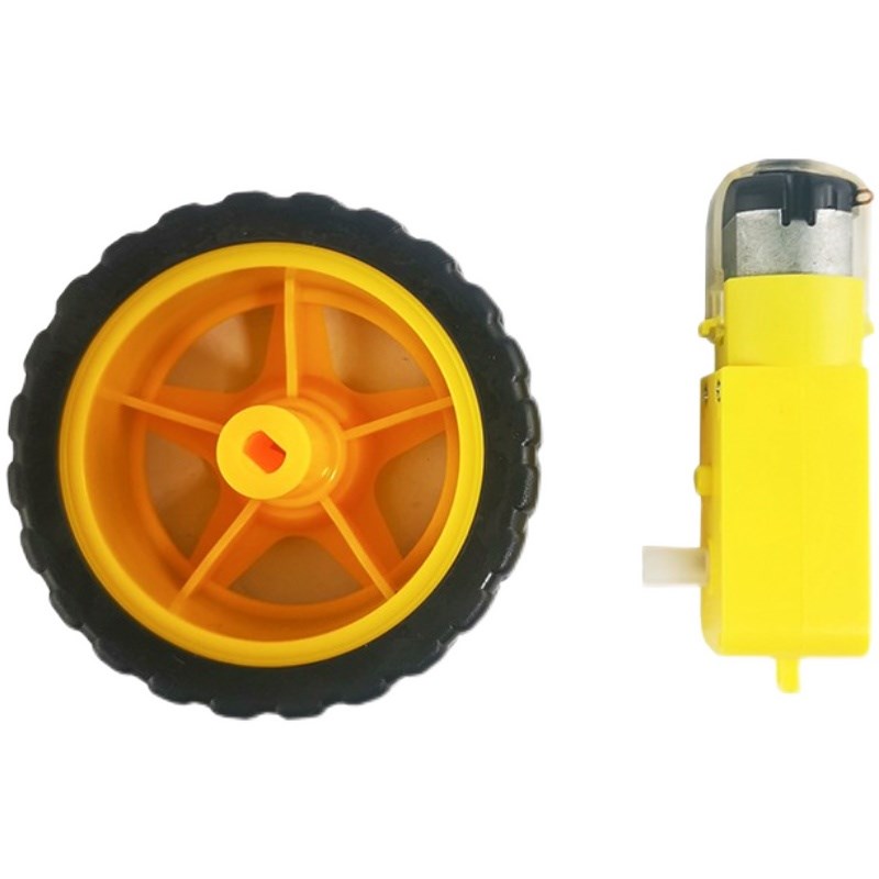 轮胎+直流减速电机 智能小车底盘电机 车轮 双轴TT马达 智能车