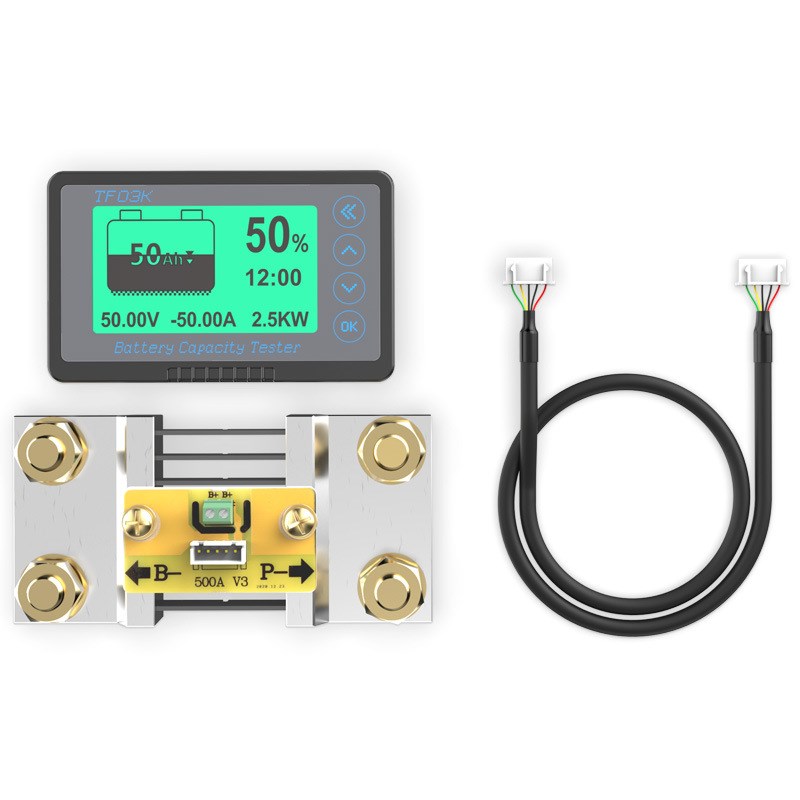新TF03H锂电池库仑计电量表电动车房车电瓶电池显示器库伦电量计