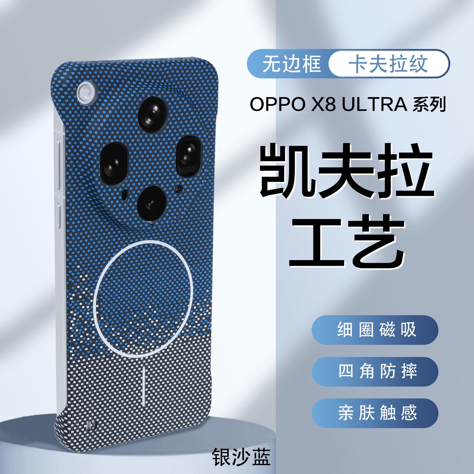 适用oppofindx8手机壳新款凯夫拉无边框Findx8pro防摔保护套碳纤维硬壳超薄拼色findx8s磁吸充电5g散热磨砂男