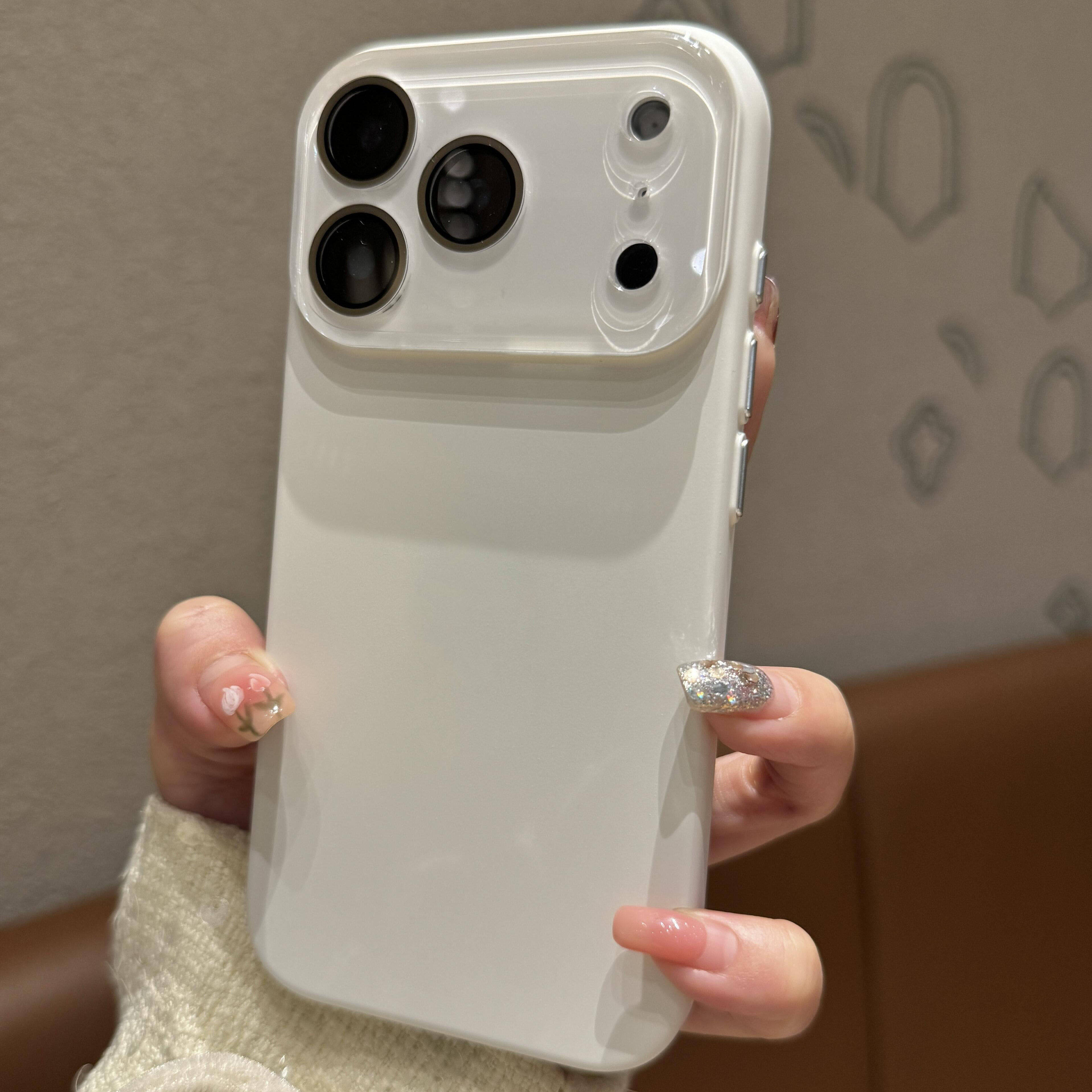 巨好看的少女温柔白全包水晶镜头适用苹果17promax手机壳新款iphone16pro肤感磨砂15简约14plus高级感13情侣2