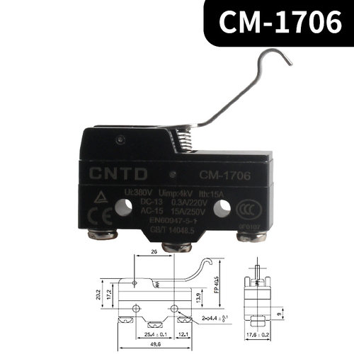 CNTD昌得微动限位开关TM/ CM-1704 1705 1701 1306 1307 1308行程