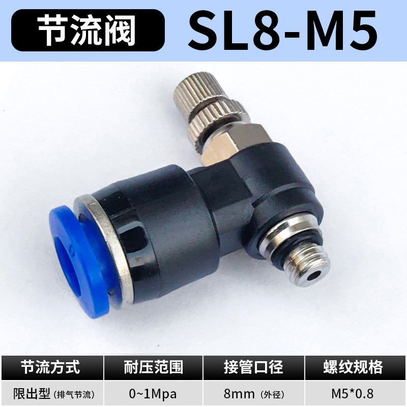 微型迷你节流阀气动可调排气阀气管快速接头SL4-JM3/6-M5/3-M4调