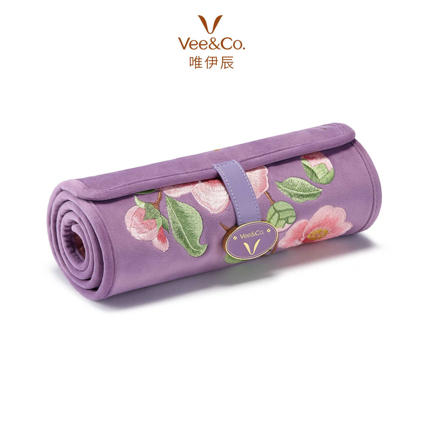 唯伊辰山茶花刺绣首饰收纳卷包便携高档手镯戒指项链饰品收纳盒