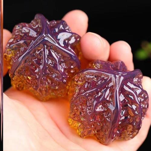 新款文玩新品核桃盘玩手球变色琥珀手把老年健身球青年键盘手锻炼