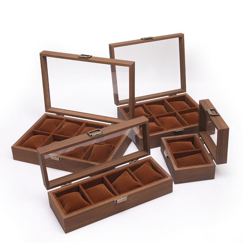 黑胡桃木色首饰盒手表手炼手镯展示盒文玩核桃收纳整理盘珠宝饰品