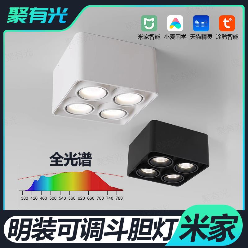 全光谱米家Mesh2.0明装斗胆灯无主灯智能涂鸦四头射灯防眩吸顶灯