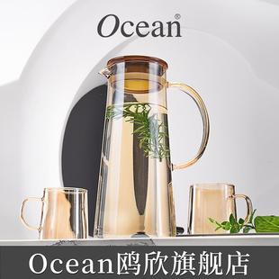 Ocean鸥欣高硼硅玻璃耐热凉水壶家用直身大容量过滤果汁冷水壶
