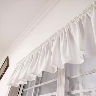 纯色窗帘头幔白纱帘帷幔魔术贴自粘半帘短帘橱柜遮挡装饰帘头定制