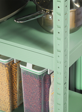 灰绿色厨房置物架落地式多层微波炉烤箱架子收纳架峰阳铁艺放锅架