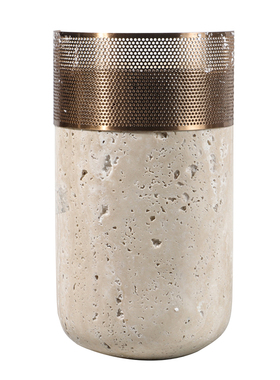 一匚 现代简约样板间五金大理石花器 书房售楼处柜面卧室艺术摆件