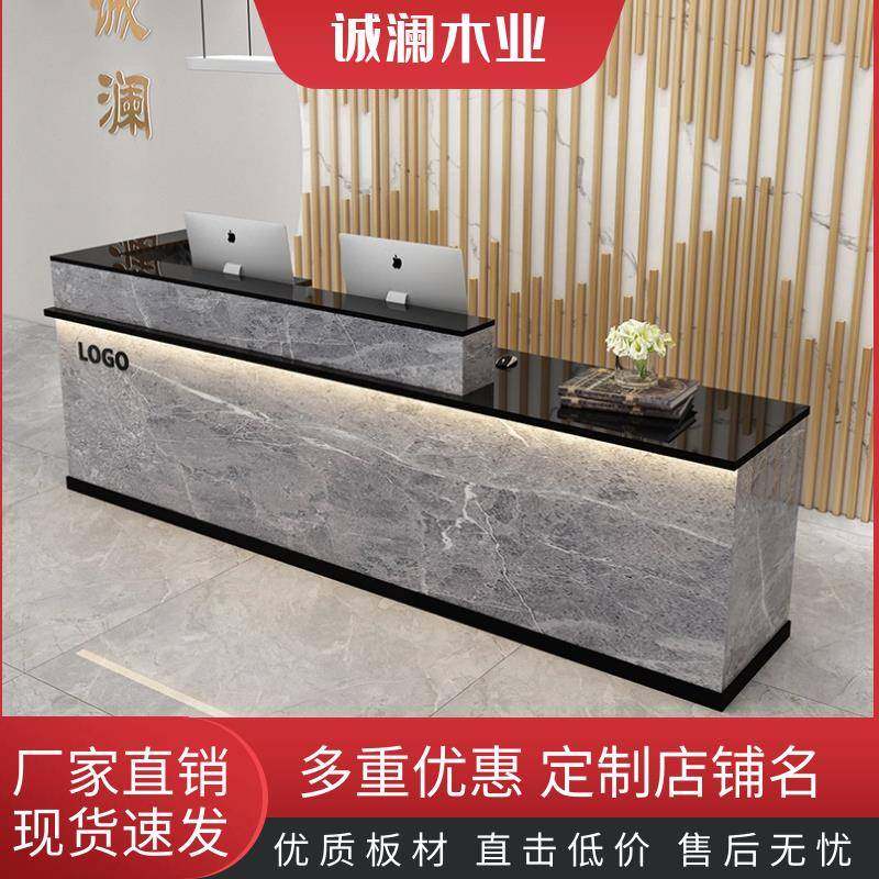 发光收银柜台定制转角柜台吧台公司办公前台理髲店台球室小型接待