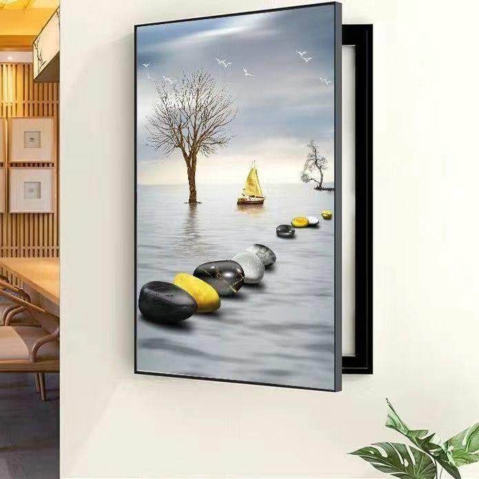 电表箱装饰画竖款免打孔现代简约遮挡电表箱电闸盒讯号箱新款挂画