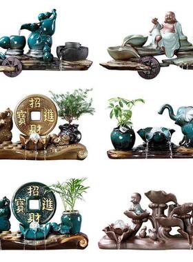 陶瓷自动循环招财流水摆件循环水鱼盆鱼缸过滤器喷泉假山造景装饰