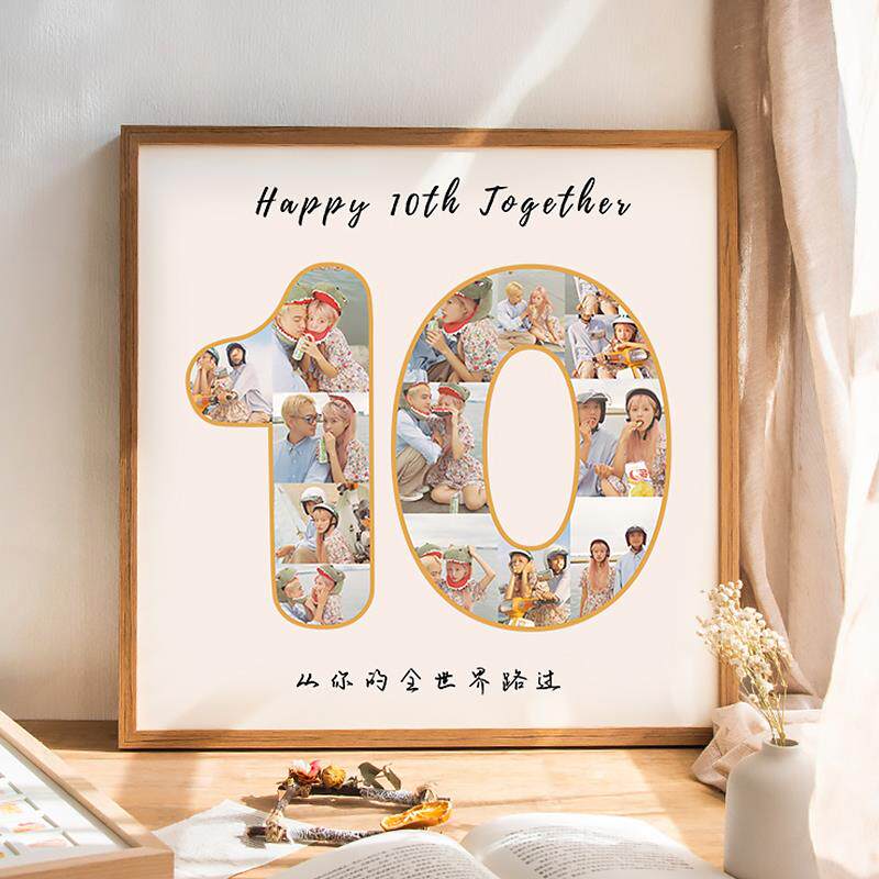 定制照片实木相框摆台diy生日数字结婚10十周年纪念儿童节成长礼6