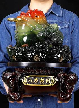 招财金蟾摆件三足金蝉大号蟾蜍店铺乔迁开业礼品办公室客厅装饰品