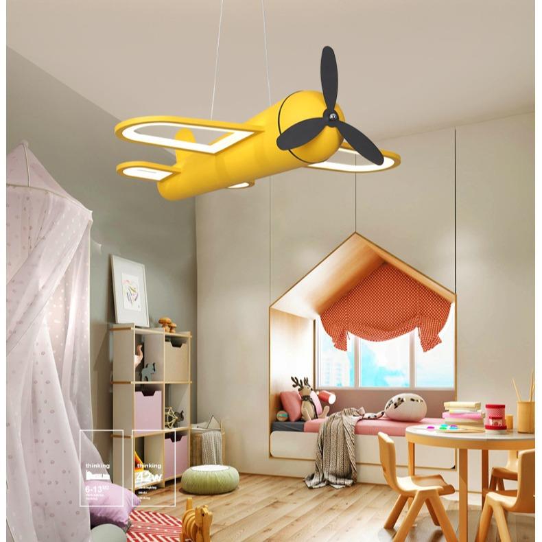 儿童房吊灯创意飞机简约现代卧室男孩女孩房幼儿园卡通LED吊线灯