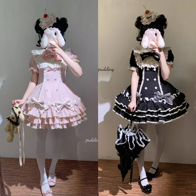 全款现货条纹千层Lolita洛丽塔粉色蛋糕裙可爱甜美公主op生日裙子