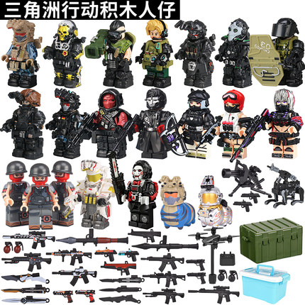 三角洲行动红狼电锯惊魂积木人仔干员威龙虫军事武器拼装乐玩具高