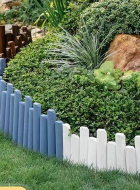 碳化木栅栏花园围栏户外花坛蓝色篱笆室外庭院装饰花境白色竹木栏