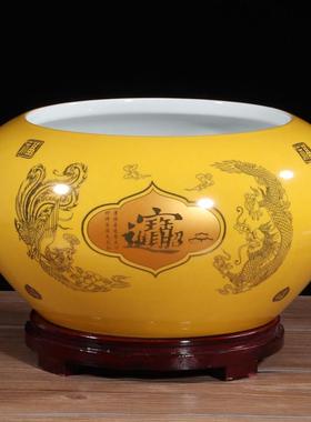 景德镇陶瓷聚宝盆风水招财客厅玄关桌面装饰中式摆件开 业礼品简