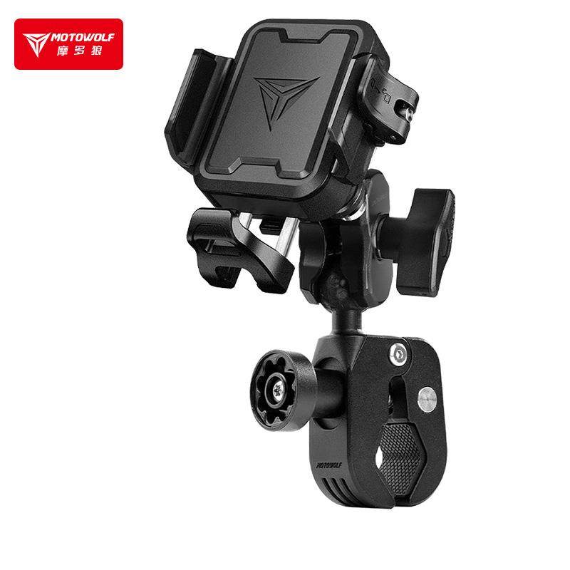 摩多狼机车铝合金手机架防抖减震车载充电防盗电动车导航支架