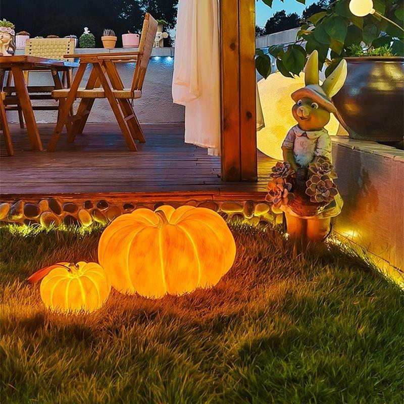 手提南瓜灯太阳能草坪户外防水庭院花园露营氛围手提挂灯充电地灯