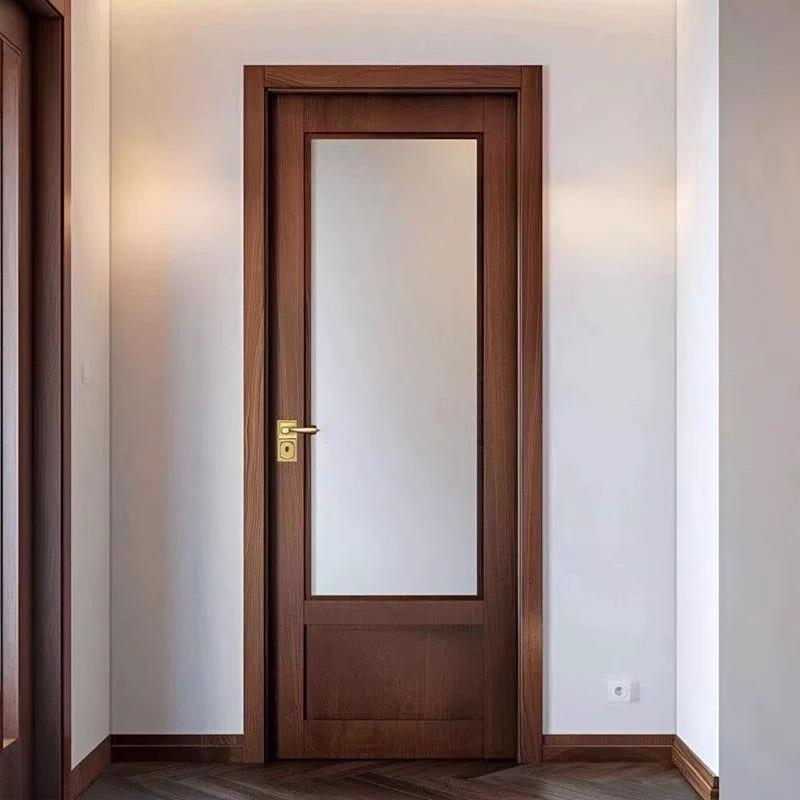 卧室门玻璃简约轻奢法式复古实木门定制房间平开门阳台门卫生间门