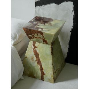 天然蓝宝石大理石码 头无障碍豪华小边桌雕塑展示桌入口桌客厅花瓶