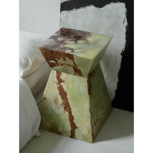 天然蓝宝石大理石码头无障碍豪华小边桌雕塑展示桌入口桌客厅花瓶