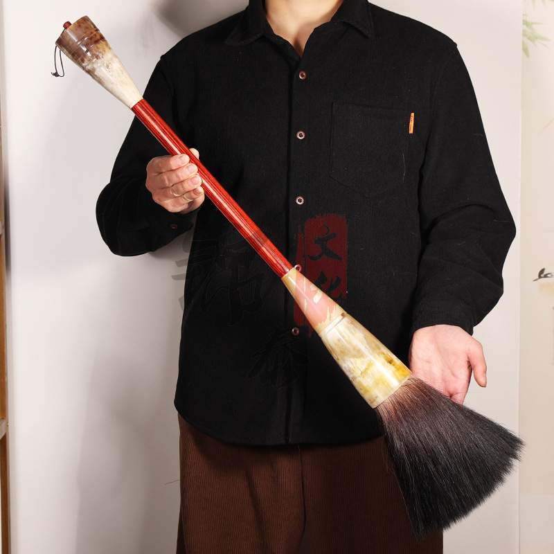 大号毛笔斗笔狼毫兼毫对联加长杆毛笔提斗抓笔榜书福字京抓提斗笔