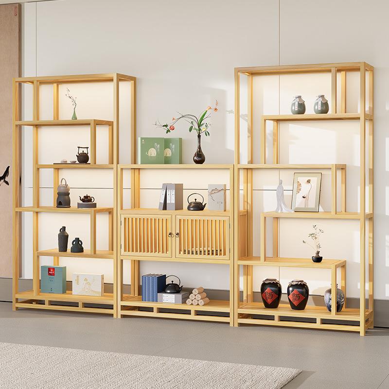茶柜子展示柜实木博古架中式柜子茶具摆件展示架书架杯架木质茶柜