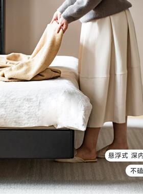 BTV4涵客实木床榻榻米双人小户型黑色现代简约1.5米主卧无床头悬