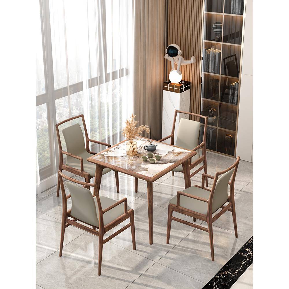 fc新中式实木方桌子正方形家用阳台茶桌小户型轻奢岩板餐桌八仙