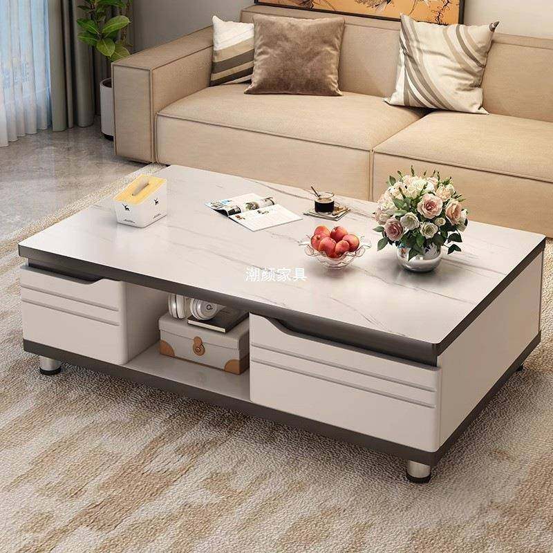 茶几客厅家用2025新款小户型岩板桌子简约现代电视柜组合玻璃茶几