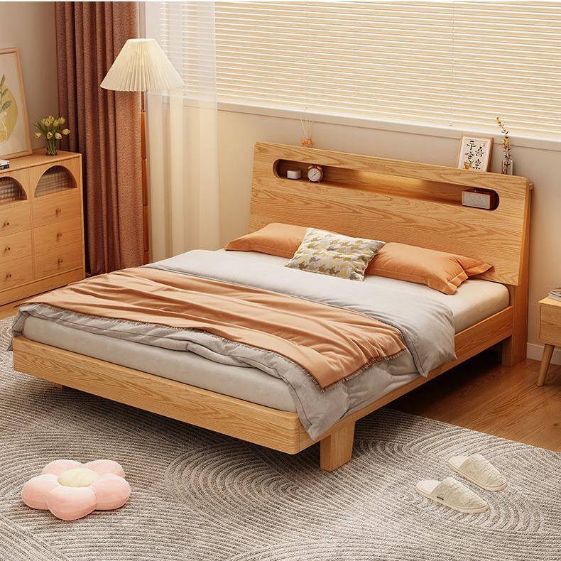 新款橡木床简约现代家用1.5双人床1.8出租房经济型1.2单人床松木