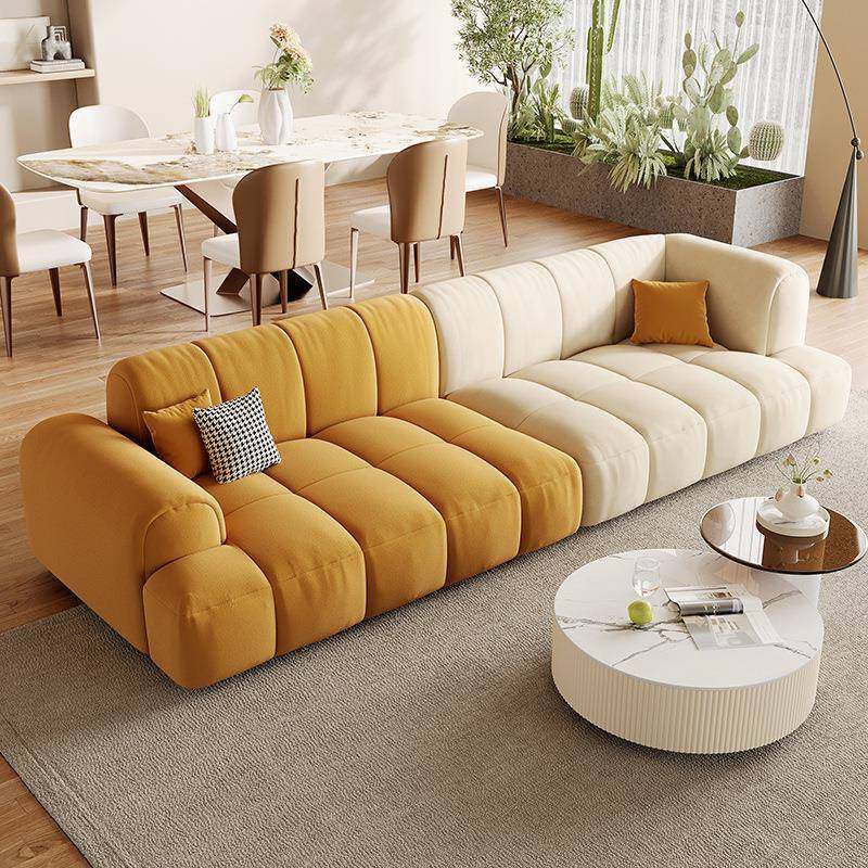 北欧法式奶油风钢琴键沙发直排客厅大小户型现代简约豆腐块网红款