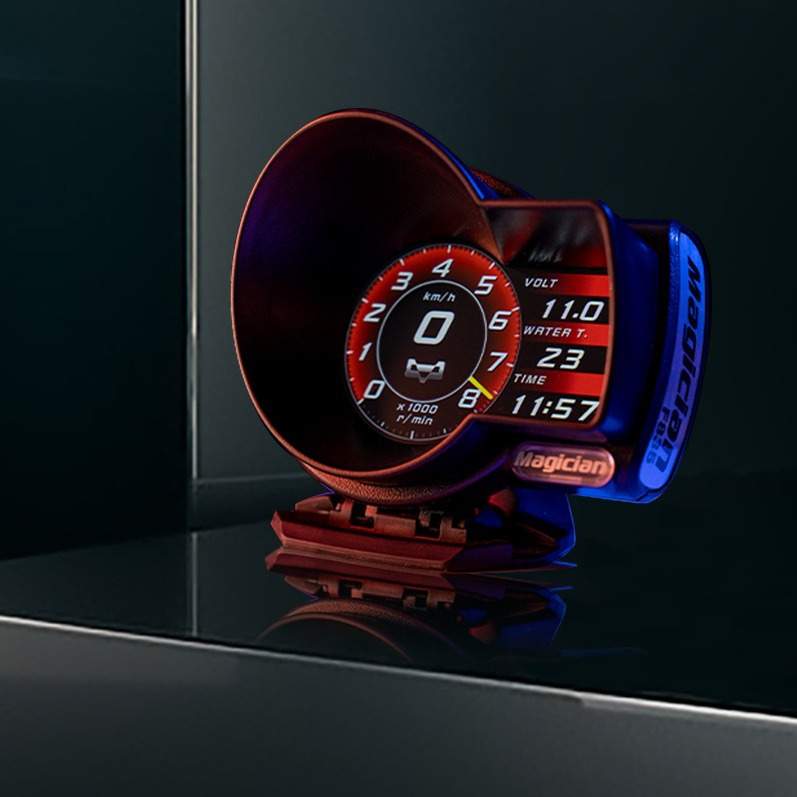 魔术师obd液晶仪表 汽车改装F835多功能转速水温车速F8涡轮表数显