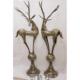 巴基斯坦铜器1.5M高彩点对鹿动物进口手工艺术铜制摆设